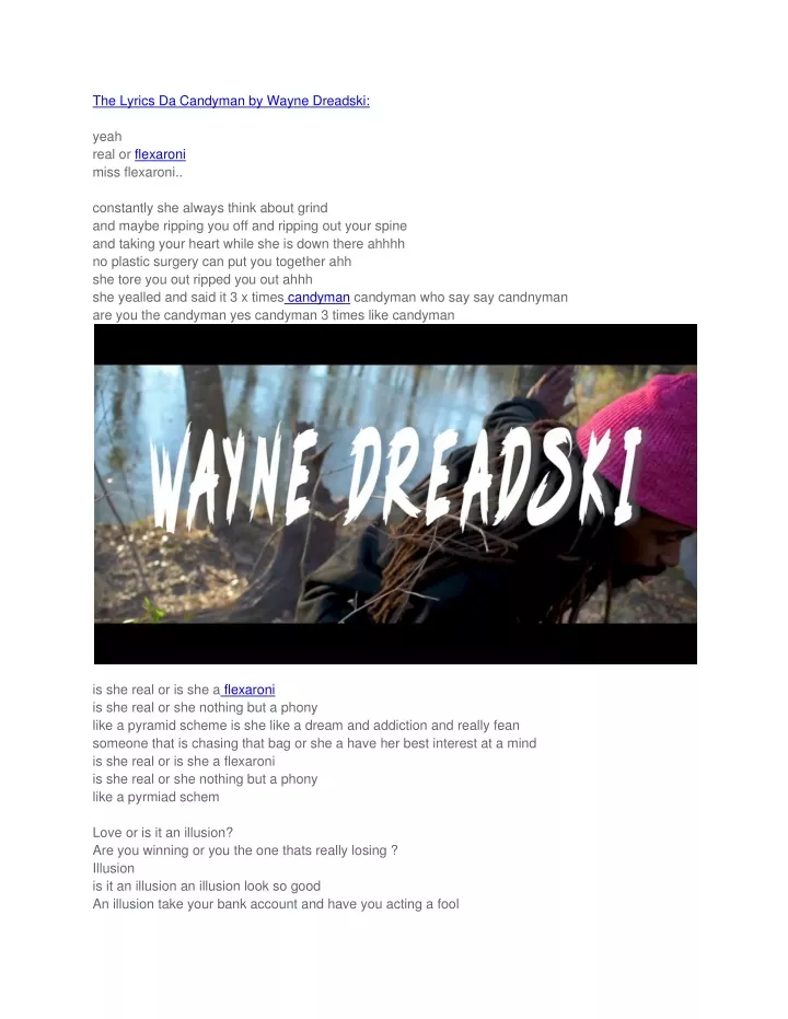 the lyrics da candyman by wayne dreadski yeah