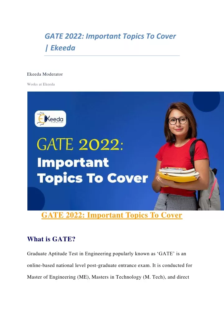gate 2022 important topics to cover ekeeda