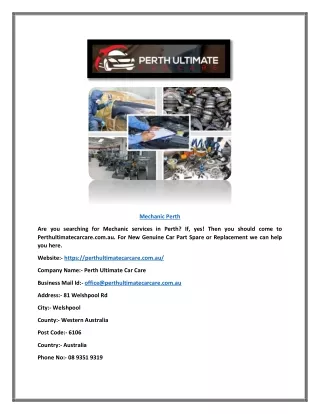 Mechanic Perth | Perthultimatecarcare.com.au