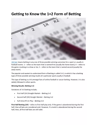 Getting to Know the 1×2 Form of Betting