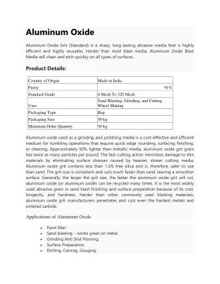Aluminum Oxide for sale in India | Aluminum Oxide manufacturer in India