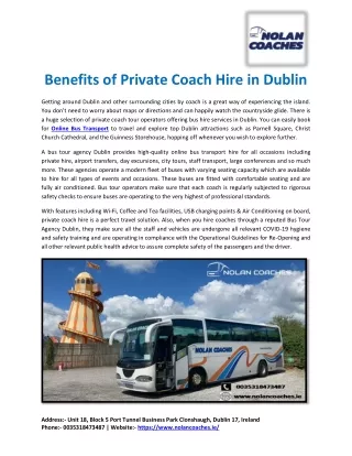 Benefits of Private Coach Hire in Dublin