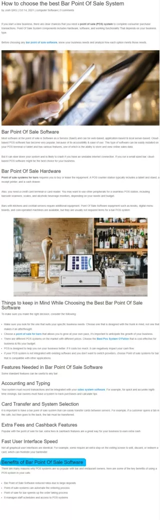 How to choose the best Bar Point Of Sale System