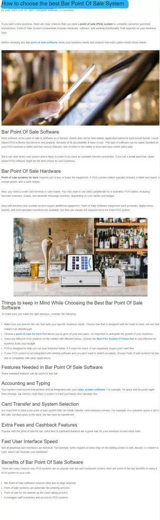 How to choose the best Bar Point Of Sale System
