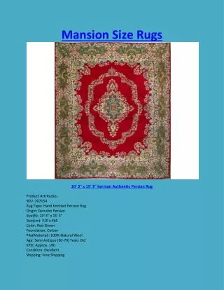Mansion Size Rugs | Hand Knotted Persian Rugs