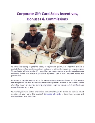 Corporate Gift Card Sales Incentives, Bonuses & Commissions