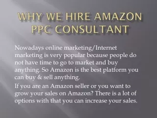 why we hire amazon ppc consultant