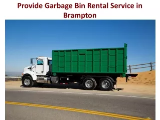 Provide Garbage Bin Rental Service in Brampton