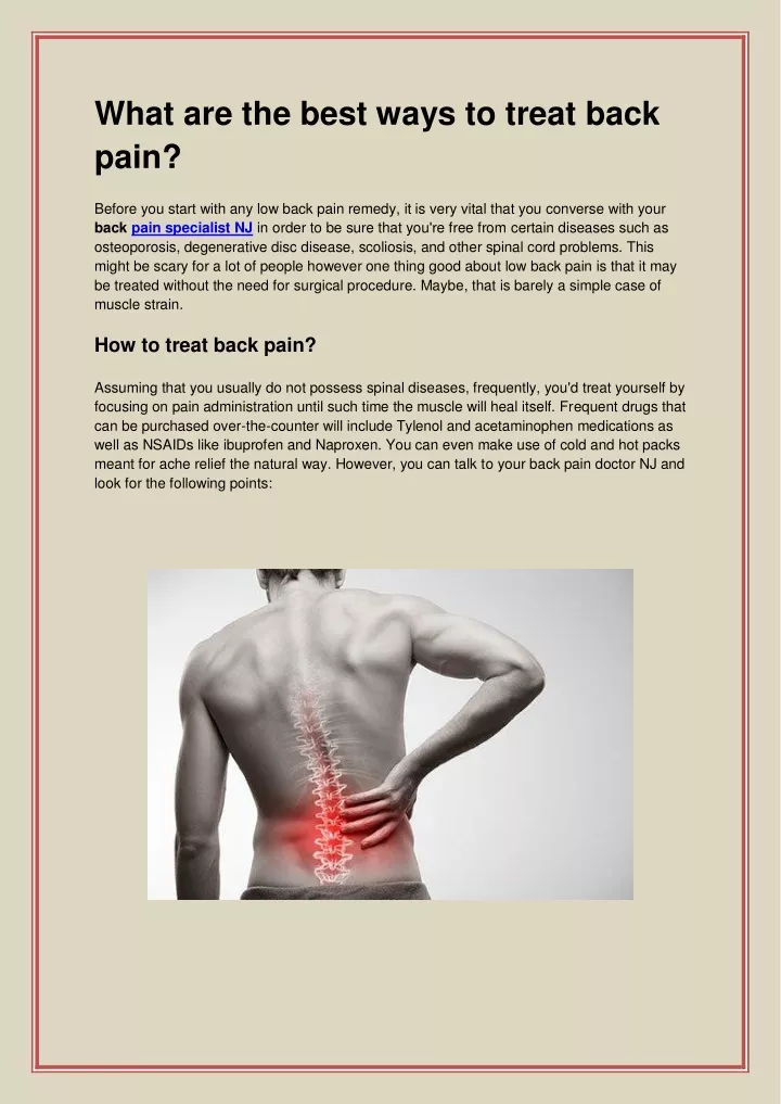 what are the best ways to treat back pain before