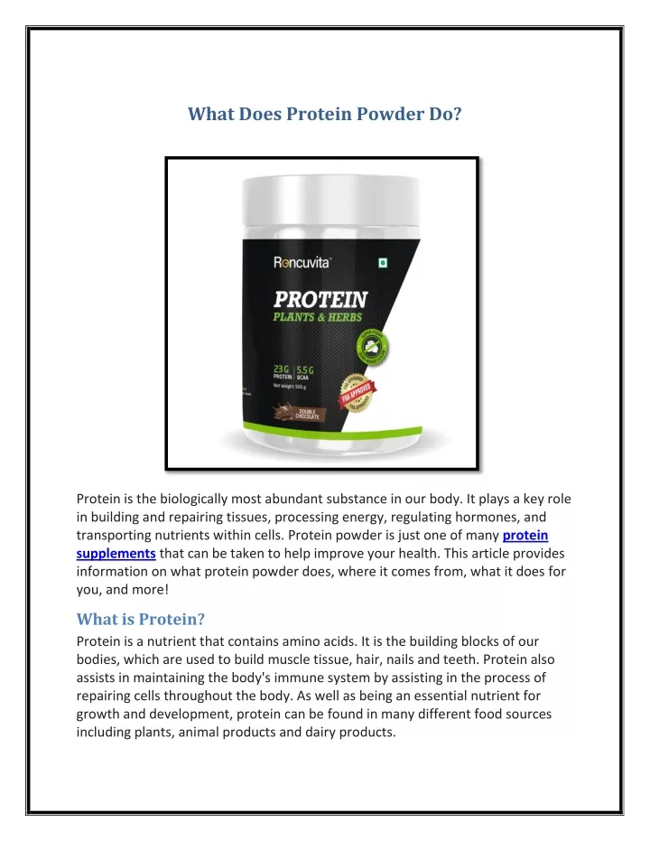what does protein powder do