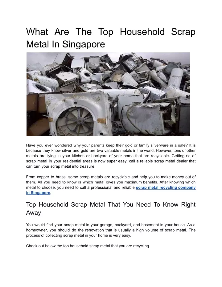 what are the top household scrap metal