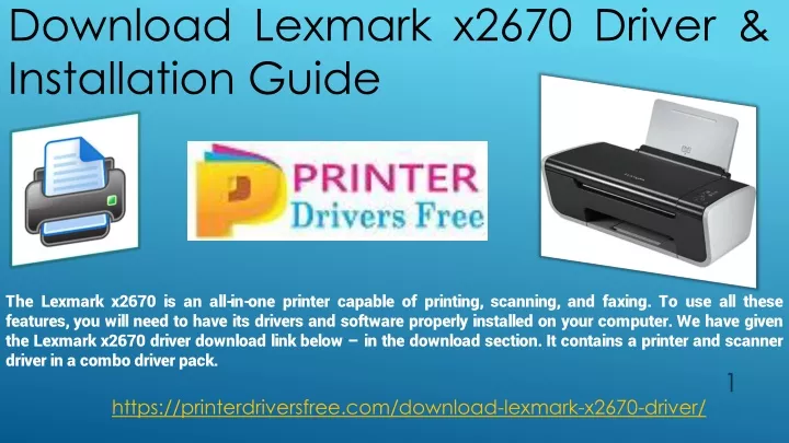 download lexmark x2670 driver installation guide