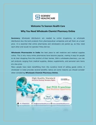 Why You Need Wholesale Chemist Pharmacy Online