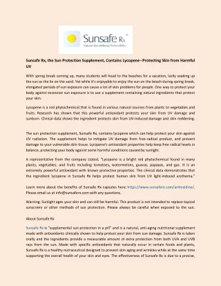 Sunsafe Rx - Protecting Skin from Harmful UV