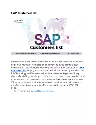 SAP Customers list