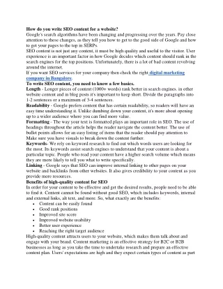 how do you write seo content for a website google