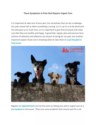 these symptoms in pets that require urgent care