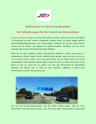 Die Anforderungen für den Erwerb des Führerscheins