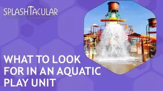WHAT TO LOOK  FOR IN AN AQUATIC  PLAY UNIT