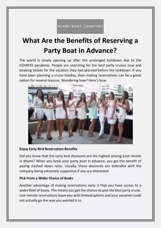 What Are the Benefits of Reserving a Party Boat in Advance