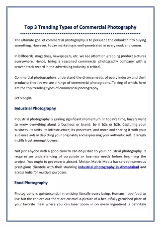 top 3 trending types of commercial photography