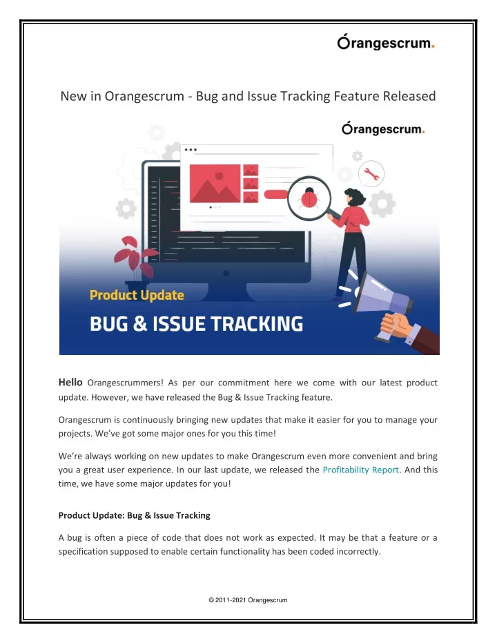 new in orangescrum bug and issue tracking feature