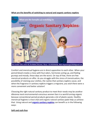 What are the benefits of switching to natural and organic sanitary napkins