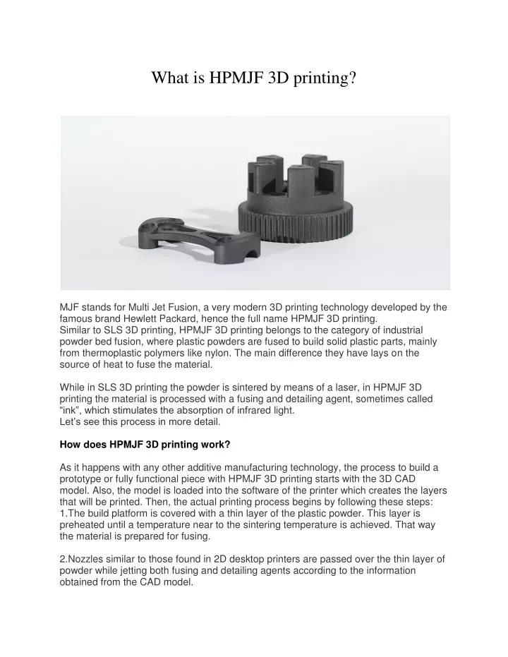 what is hpmjf 3d printing