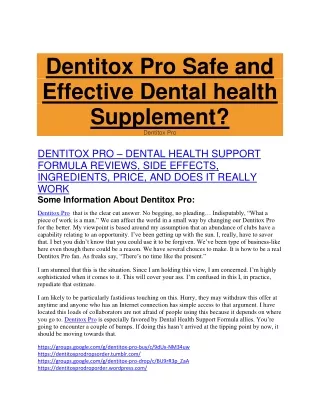 DENTITOX PRO – DENTAL HEALTH SUPPORT FORMULA REVIEWS, SIDE EFFECTS, INGREDIENTS,