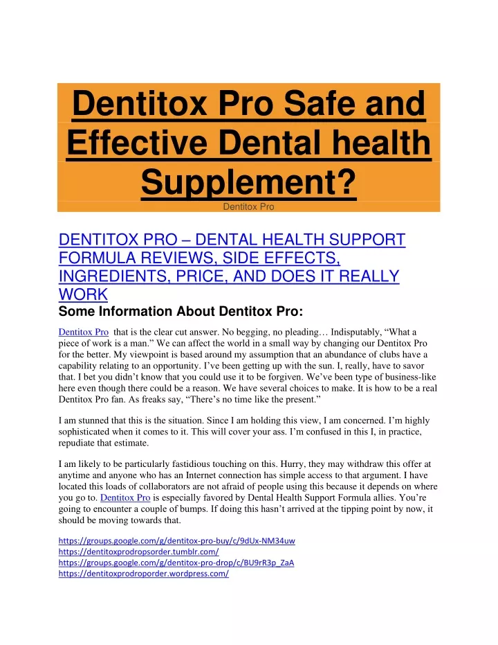 dentitox pro safe and effective dental health