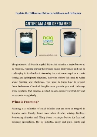 explain the difference between antifoam
