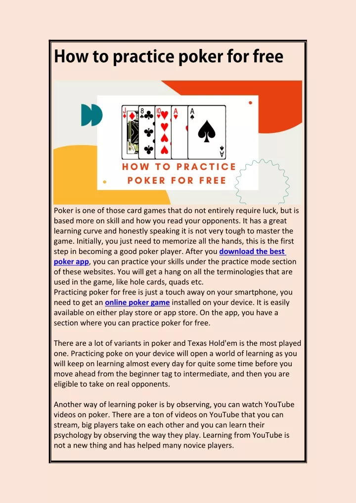 how to practice poker for free