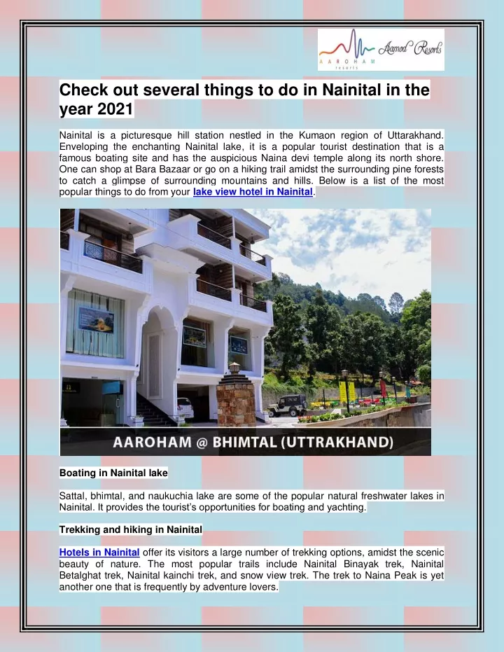 check out several things to do in nainital