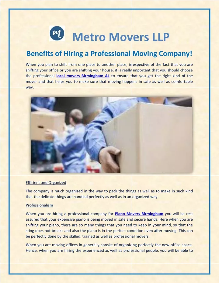 metro movers llp