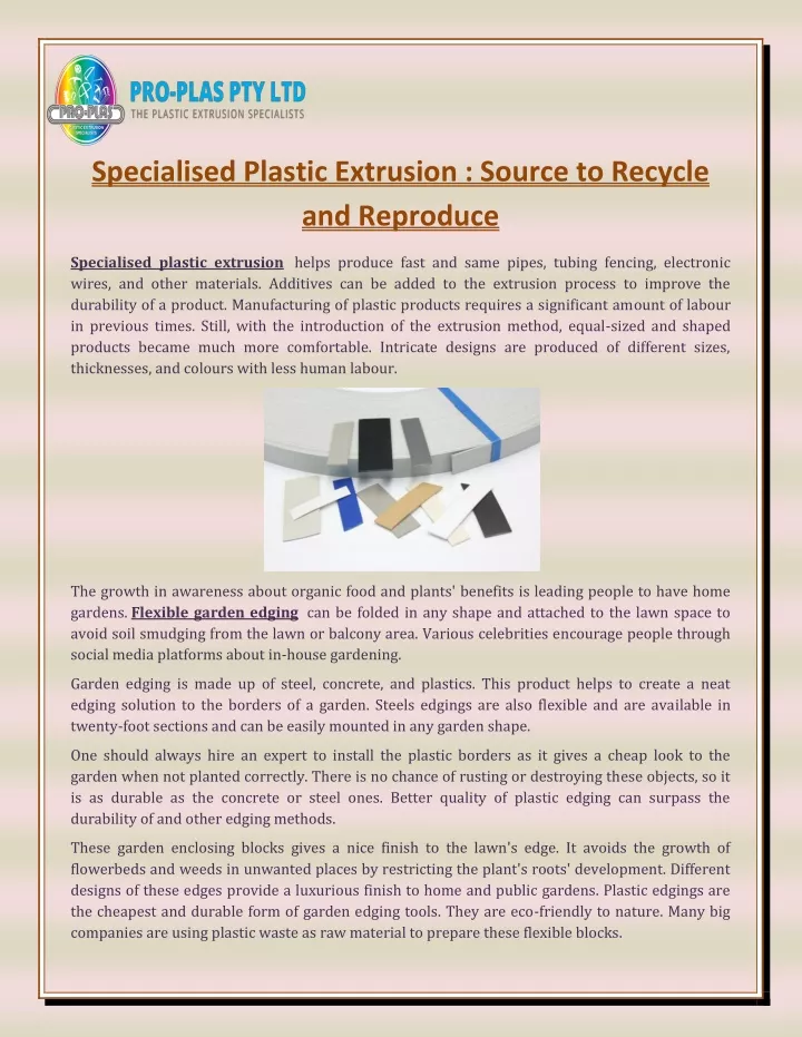 specialised plastic extrusion source to recycle