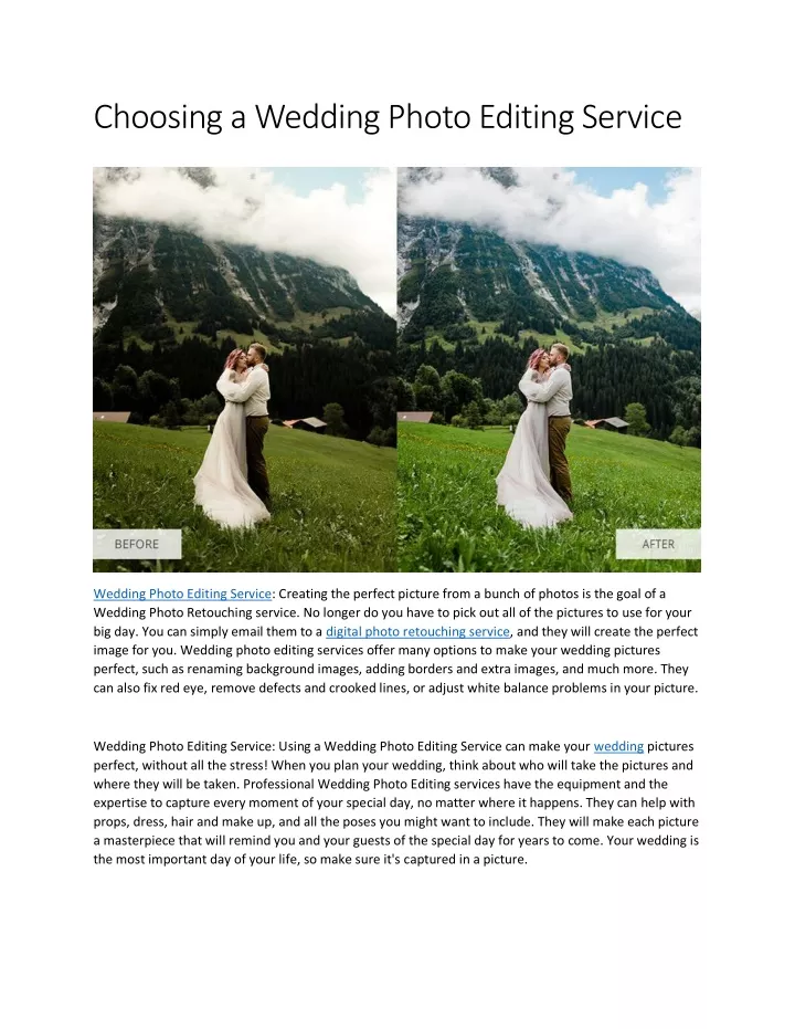 choosing a wedding photo editing service