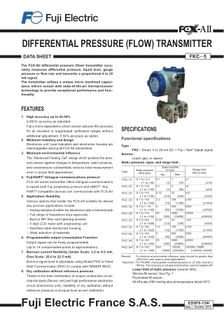 Fuji Electric Differential Pressure (Flow) Transmitter | Instronline