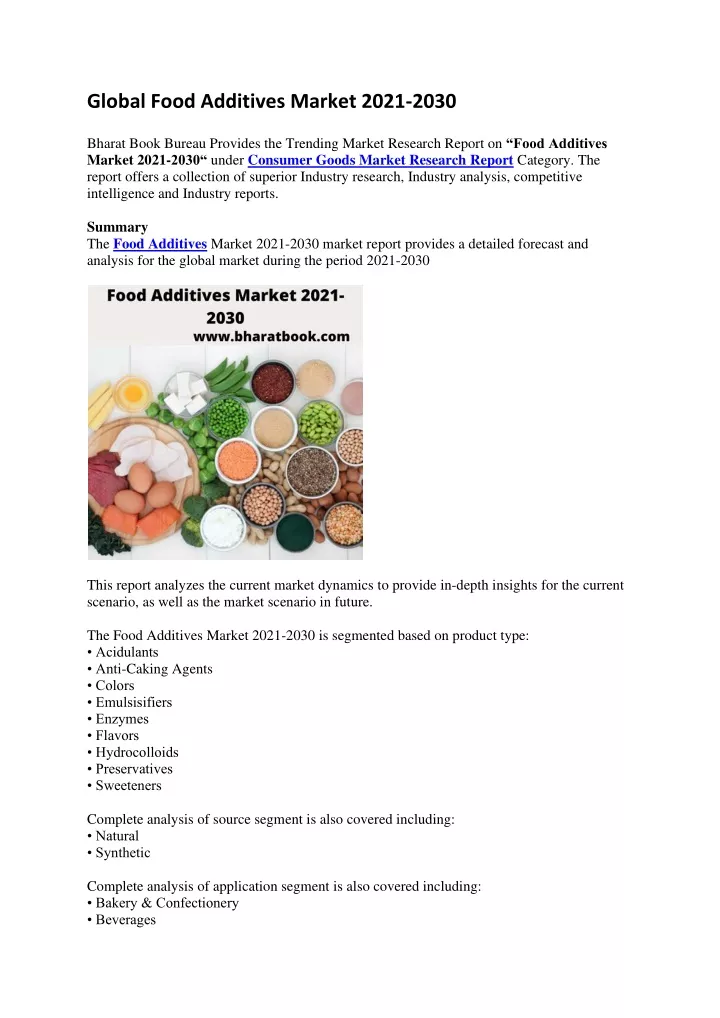 global food additives market 2021 2030