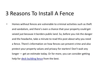 3 reasons to install a fence