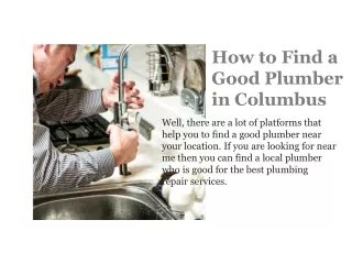 How to Find a Good Plumber in Columbus