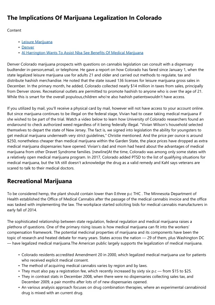 the implications of marijuana legalization