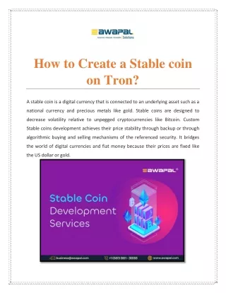 how to create a stable coin on tron