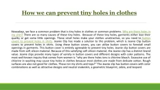 How we can prevent tiny holes in clothes