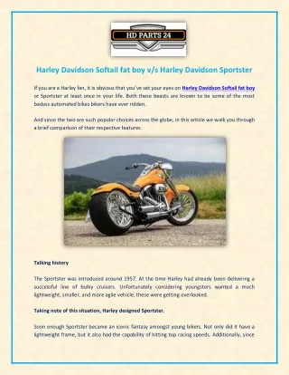 Harley Davidson Softail fat boy vs Harley Davidson Sportster