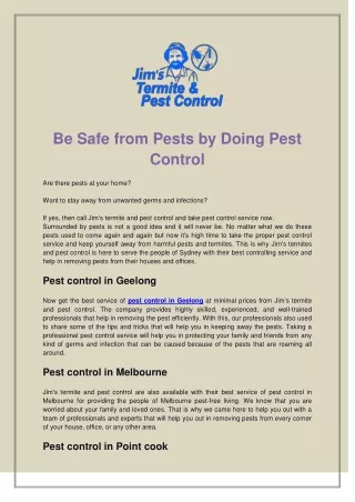 Be Safe from Pests by Doing Pest Control
