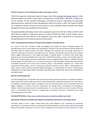 covid 19 impact on the global wearable technology