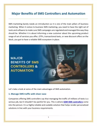 Major Benefits of SMS Controllers and Automation