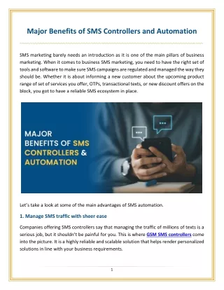 major benefits of sms controllers and automation