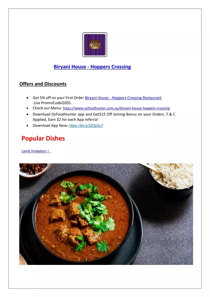 biryani house hoppers crossing offers
