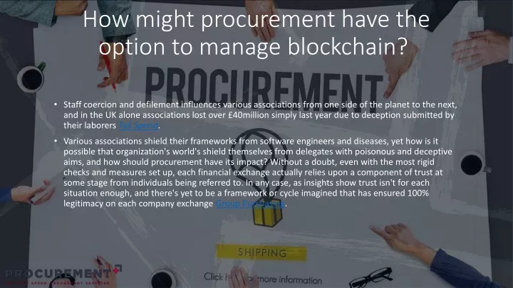 how might procurement have the option to manage blockchain